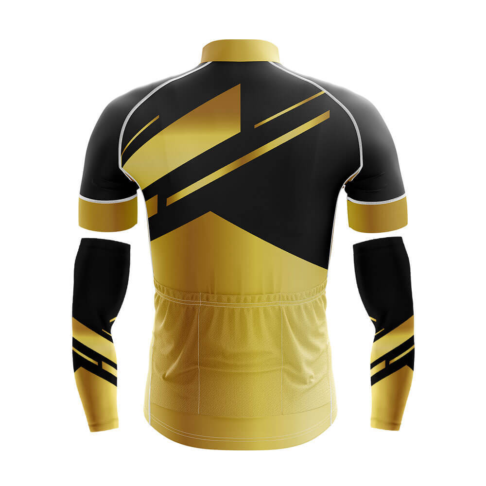 Cool Cycling Jersey With Arm Sleeves Cycling Grandpa Gradient Yellow Black Mens Bike Jersey