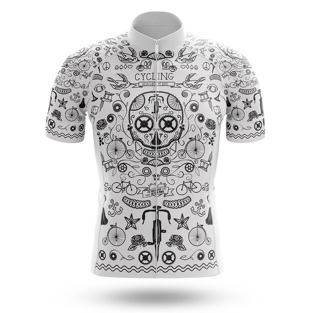 White Tattoo Cycling Jersey - Men's Cycling Kit