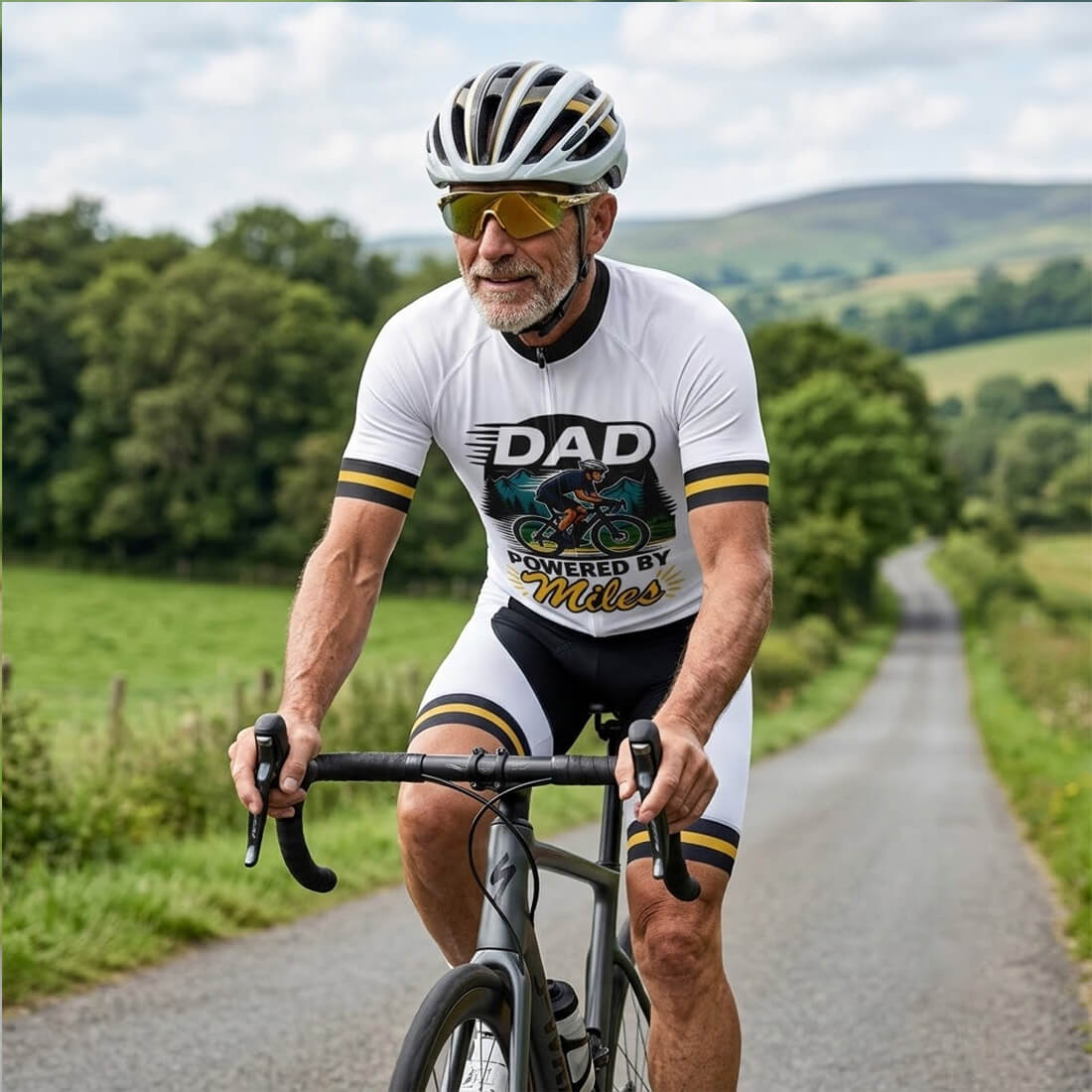 Dad Powered By Miles - Men's Cycling Kit